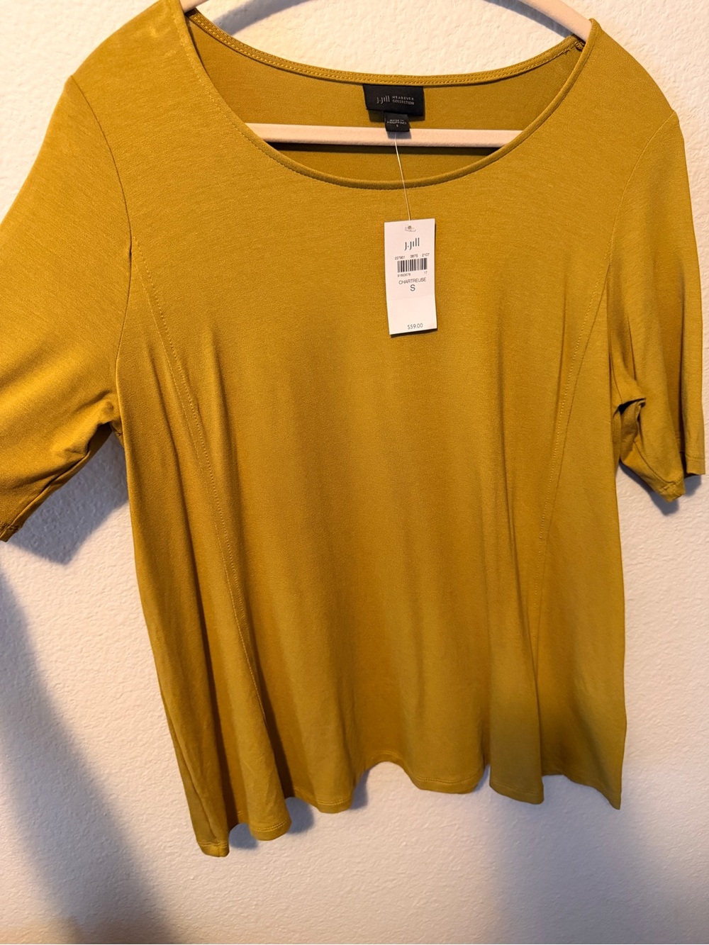 J. Jill Mustard Short Sleeve Scoop Neck Top